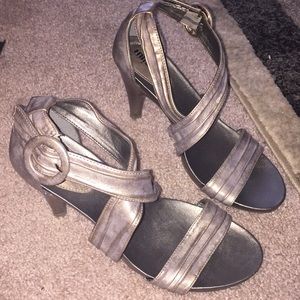 Silver heeled open toe Sandals